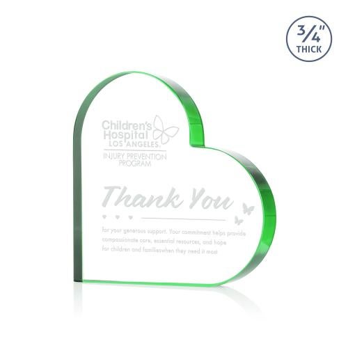 Recognition Awards - Crystal Awards - Davina Heart Award - Green