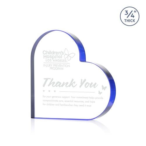 Recognition Awards - Crystal Awards - Davina Heart Award - Blue