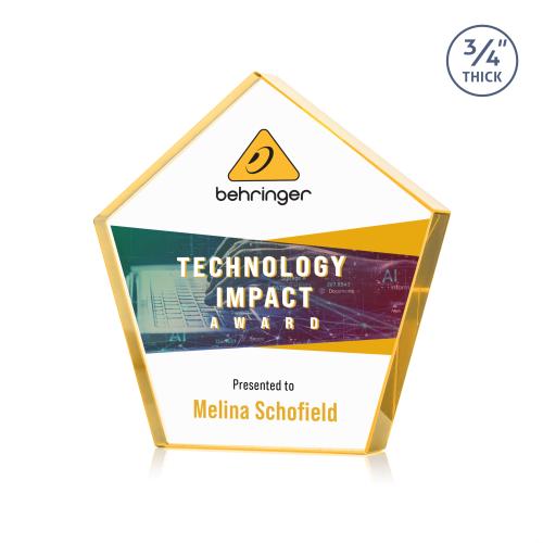Recognition Awards - Crystal Awards - Belmar Pentagon VividPrint&trade; Award - Gold
