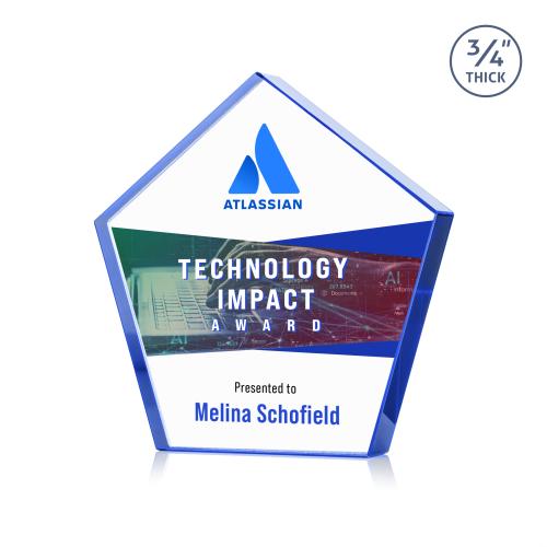 Recognition Awards - Crystal Awards - Belmar Pentagon VividPrint&trade; Award - Blue