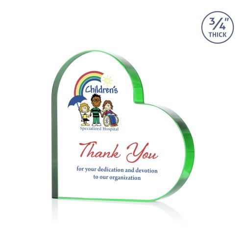 Recognition Awards - Crystal Awards - Davina Heart VividPrint&trade; Award - Green