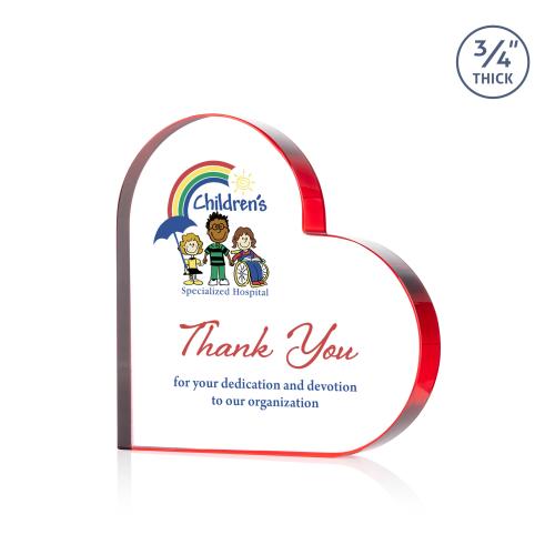 Recognition Awards - Crystal Awards -  Davina Heart VividPrint&trade; Award - Red