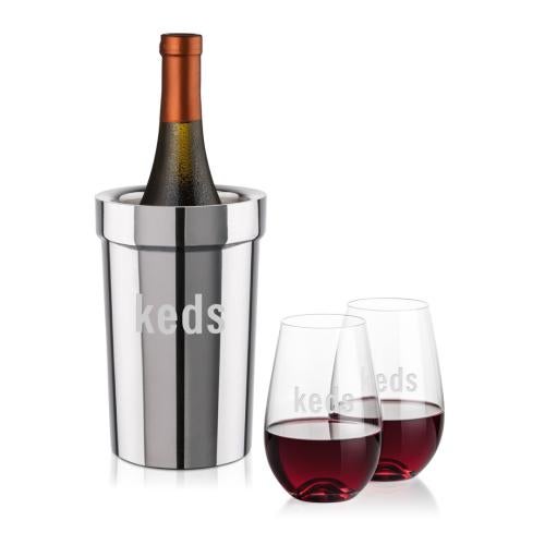Corporate Gifts - Barware - Wine & Champagne - Wine Coolers - Milano Wine Cooler & Boston Stemless Wine Set