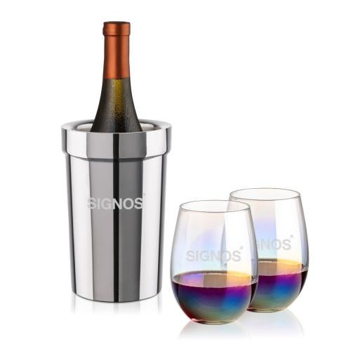 Corporate Gifts - Barware - Wine & Champagne - Wine Coolers - Milano Wine Cooler & Miami Stemless Wine Set