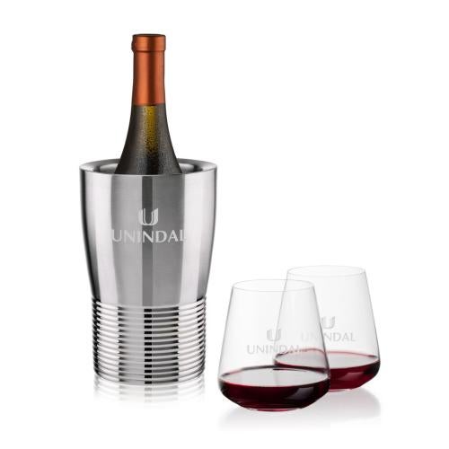 Corporate Gifts - Barware - Wine & Champagne - Wine Coolers - Genoa Wine Cooler & Breckland Stemless Wine Set