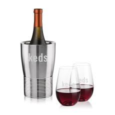 Genoa Wine Cooler & Boston Stemless Wine Set - Barware Gift Sets