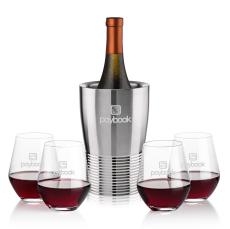 Genoa Wine Cooler & Reina Stemless Wine Set - Barware Gift Sets