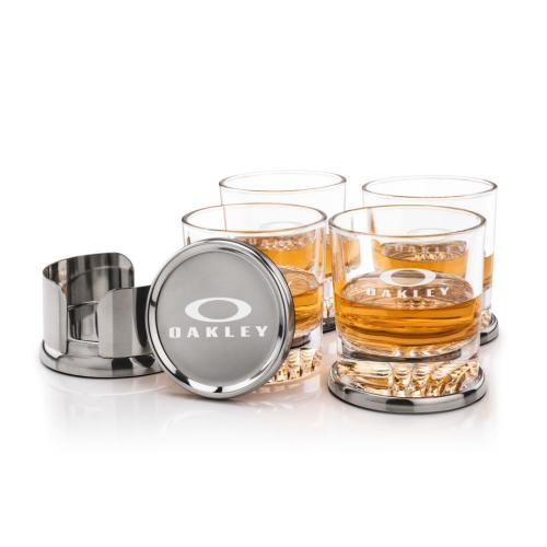 Corporate Gifts - Barware - Glasses Sets - Baldoni Coasters & Buxton On-the-Rocks Set