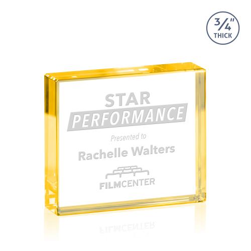 Recognition Awards - Crystal Awards - Crystal Paperweights - Verona Paperweight - Gold