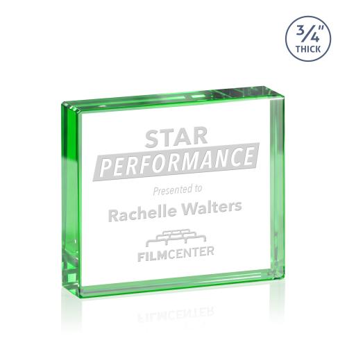 Recognition Awards - Crystal Awards - Crystal Paperweights - Verona Paperweight - Green