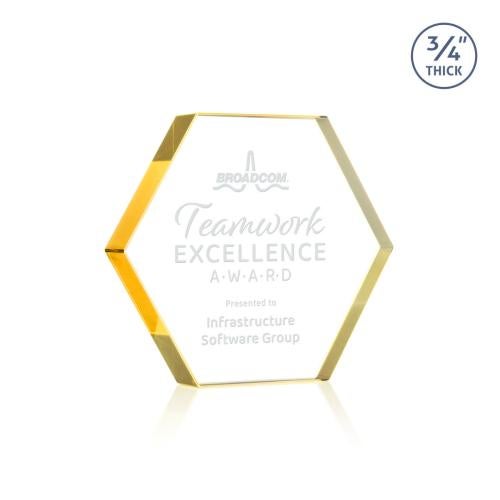 Recognition Awards - Crystal Awards - Gilford Hexagon Award - Gold