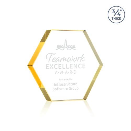Recognition Awards - Crystal Awards - Gilford Hexagon Award - Gold