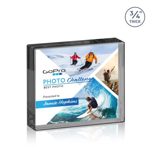 Recognition Awards - Crystal Awards - Crystal Paperweights - Verona VividPrint&trade; Paperweight - Black