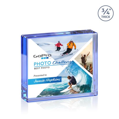 Recognition Awards - Crystal Awards - Crystal Paperweights - Verona VividPrint&trade; Paperweight - Blue