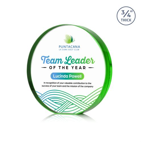Recognition Awards - Crystal Awards - Gainsborough Circle VividPrint&trade; Award - Green
