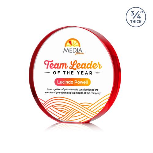 Recognition Awards - Crystal Awards - Gainsborough Circle VividPrint&trade; Award - Red