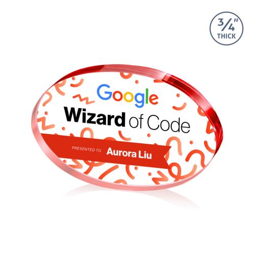 Recognition Awards - Crystal Awards - Baldus Oval VividPrint&trade; Award - Red