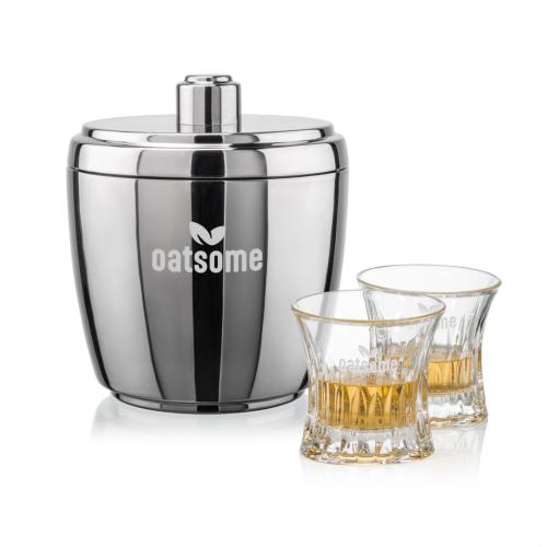 Corporate Gifts - Barware - Glasses Sets - Pescara Ice Bucket & Langstaff On-the-Rocks Set