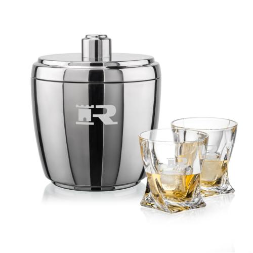 Corporate Gifts - Barware - Glasses Sets - Pescara Ice Bucket & Oasis On-the-Rocks Set