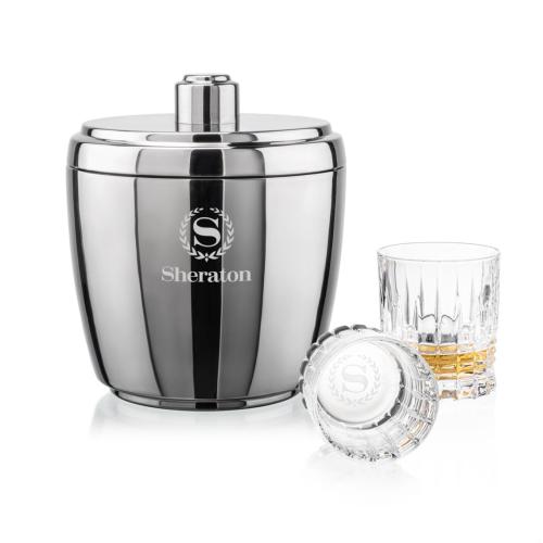 Corporate Gifts - Barware - Glasses Sets - Pescara Ice Bucket & Princeton On-the-Rocks Set