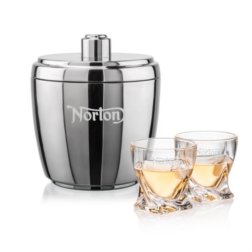 Corporate Gifts - Barware - Glasses Sets - Pescara Ice Bucket & Seneca On-the-Rocks Set