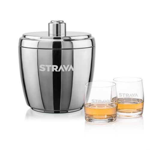 Corporate Gifts - Barware - Glasses Sets - Pescara Ice Bucket & Valemount On-the-Rocks Set