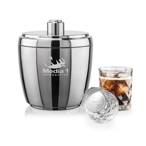 Corporate Gifts - Barware - Glasses Sets - Pescara Ice Bucket & Woodward On-the-Rocks Set