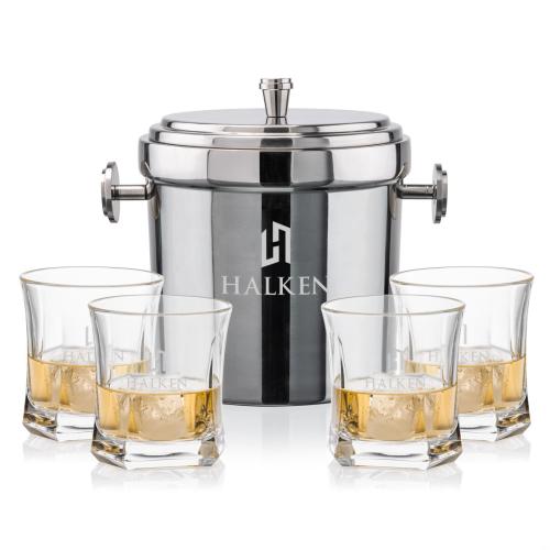 Corporate Gifts - Barware - Glasses Sets - Milano Ice Bucket & Avalon On-the-Rocks Set