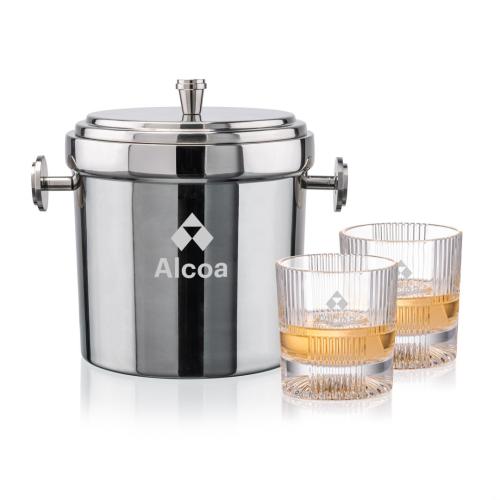 Corporate Gifts - Barware - Glasses Sets - Milano Ice Bucket & Blackwell On-the-Rocks Set