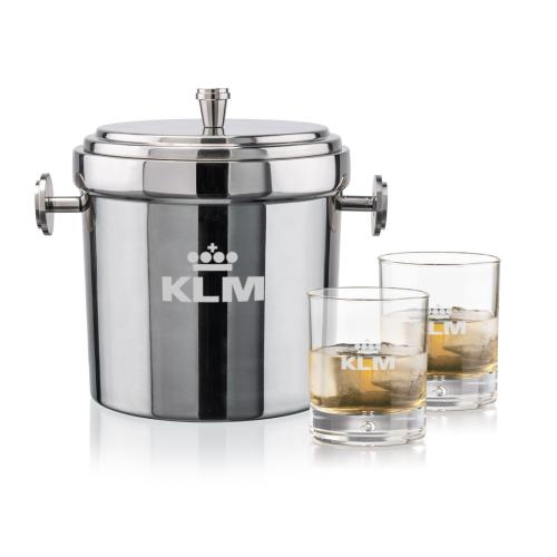 Corporate Gifts - Barware - Glasses Sets - Milano Ice Bucket & Bastia On-the-Rocks Set