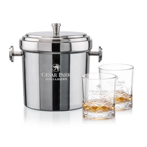 Corporate Gifts - Barware - Glasses Sets - Milano Ice Bucket & Brentwood On-the-Rocks Set