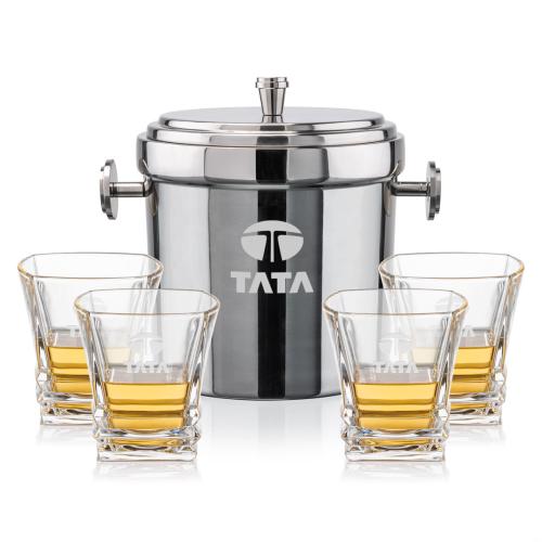Corporate Gifts - Barware - Glasses Sets - Milano Ice Bucket & Bentley On-the-Rocks Set