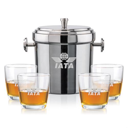 Corporate Gifts - Barware - Glasses Sets - Milano Ice Bucket & Carberry On-the-Rocks Set