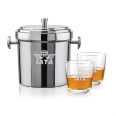 Milano Ice Bucket & Carberry On-the-Rocks Set - Barware Gift Sets