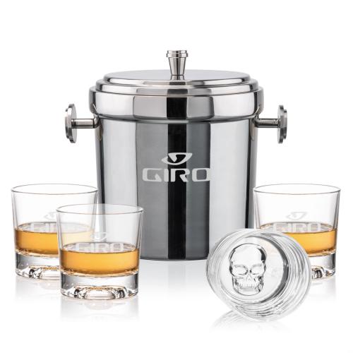 Corporate Gifts - Barware - Glasses Sets - Milano Ice Bucket & Delrina Scull On-the-Rocks Set