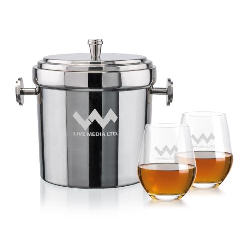 Corporate Gifts - Barware - Glasses Sets - Milano Ice Bucket & Graydon On-the-Rocks Set