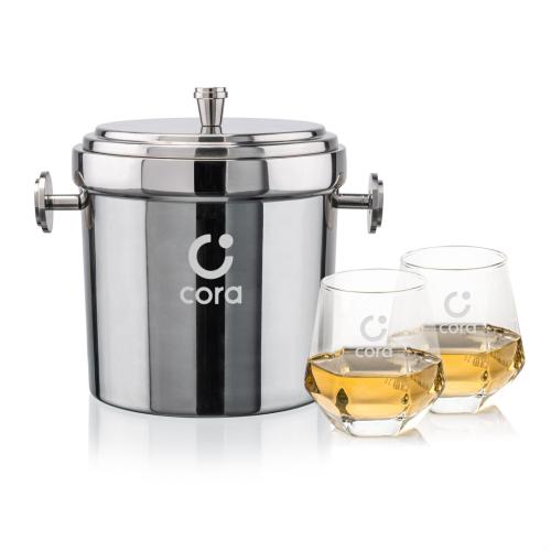 Corporate Gifts - Barware - Glasses Sets - Milano Ice Bucket & Hartsdale On-the-Rocks Set