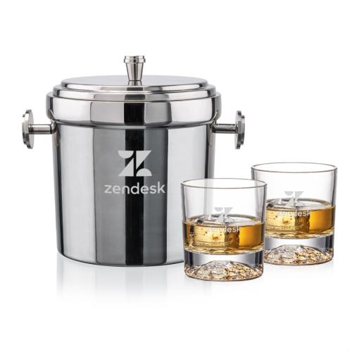 Corporate Gifts - Barware - Glasses Sets - Milano Ice Bucket & Heathfield On-the-Rocks Set