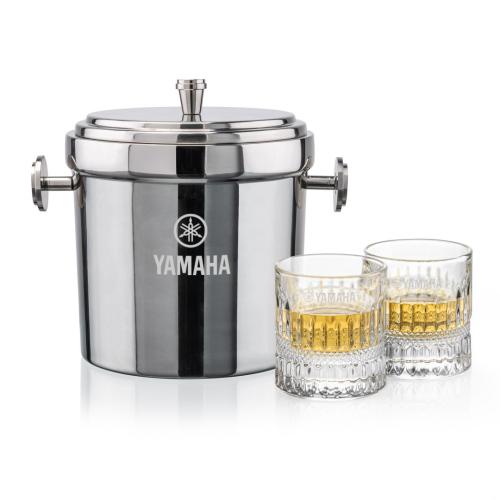 Corporate Gifts - Barware - Glasses Sets - Milano Ice Bucket & Hathaway On-the-Rocks Set