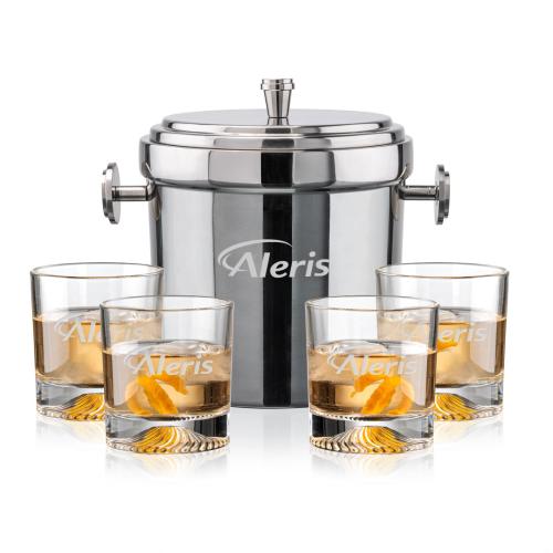 Corporate Gifts - Barware - Glasses Sets - Milano Ice Bucket & Hadley On-the-Rocks Set