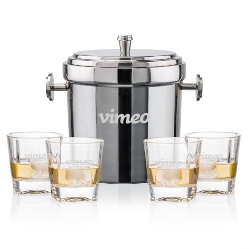 Corporate Gifts - Barware - Glasses Sets - Milano Ice Bucket & Kansas On-the-Rocks Set