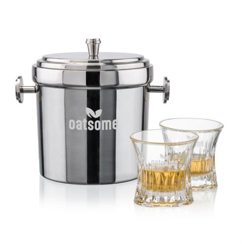Corporate Gifts - Barware - Glasses Sets - Milano Ice Bucket & Langstaff On-the-Rocks Set