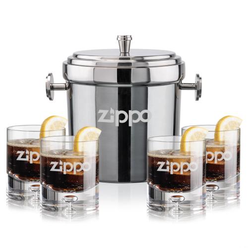 Corporate Gifts - Barware - Glasses Sets - Milano Ice Bucket & Montana On-the-Rocks Set