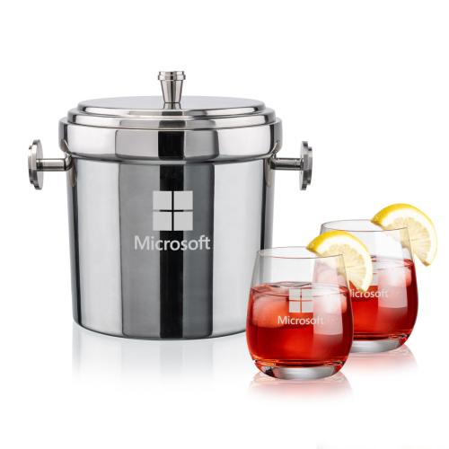 Corporate Gifts - Barware - Glasses Sets - Milano Ice Bucket & Salem On-the-Rocks Set