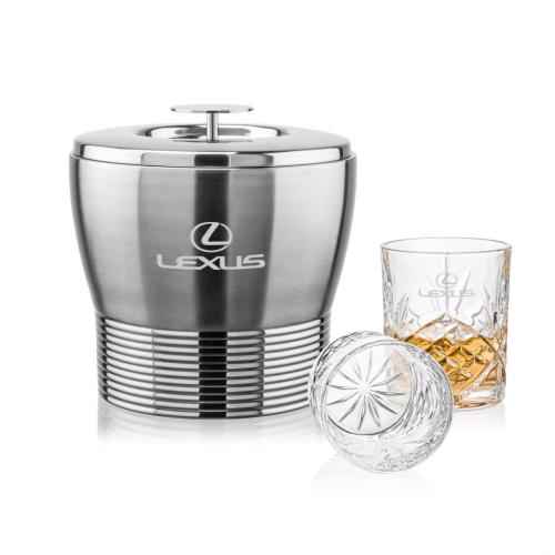 Corporate Gifts - Barware - Glasses Sets - Genoa Ice Bucket & Brinkley On-the-Rocks Set