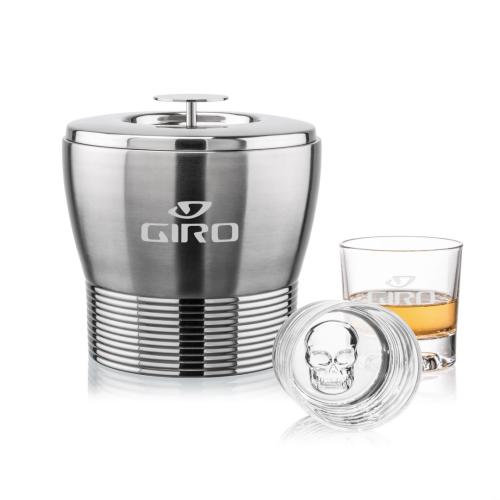 Corporate Gifts - Barware - Glasses Sets - Genoa Ice Bucket & Delrina Skull On-the-Rocks Set