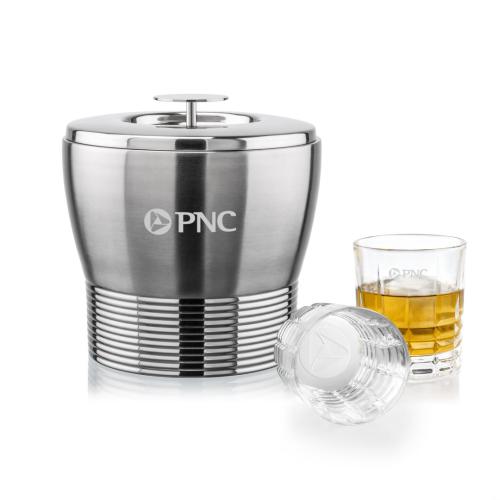Corporate Gifts - Barware - Glasses Sets - Genoa Ice Bucket & Fortino On-the-Rocks Set