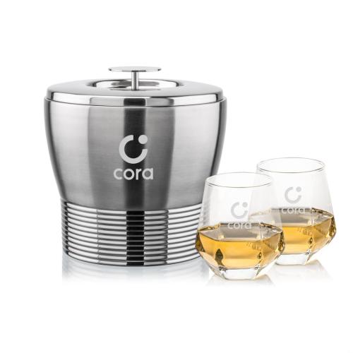 Corporate Gifts - Barware - Glasses Sets - Genoa Ice Bucket & Hartsdale On-the-Rocks Set