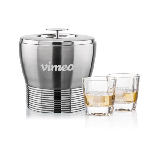 Corporate Gifts - Barware - Glasses Sets - Genoa Ice Bucket & Kansas On-the-Rocks Set