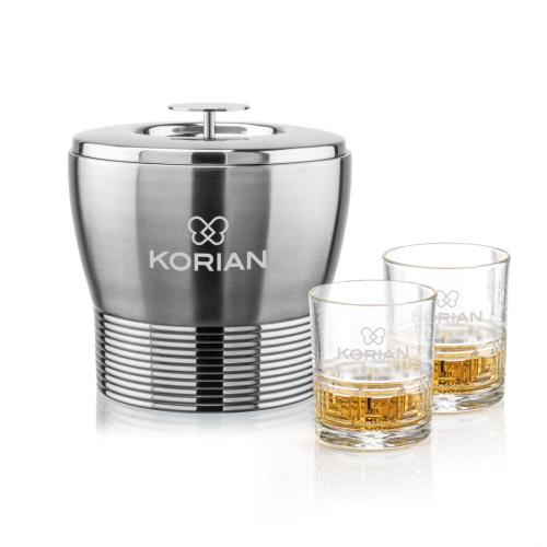 Corporate Gifts - Barware - Glasses Sets - Genoa Ice Bucket & Libretto On-the-Rocks Set